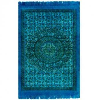 vidaXL Alfombra de Algodón Kilim 120x180cm Estampado Turquesa Decoración Hogar