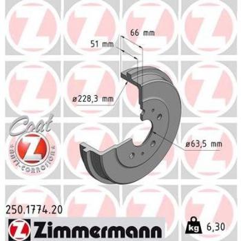 Tambor de freno ZIMMERMANN 250.1774.20