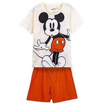 Pijama Corto de Verano para Niño Mickey Mouse Beige - 100% Algodón - Producto Original Diseñado en España