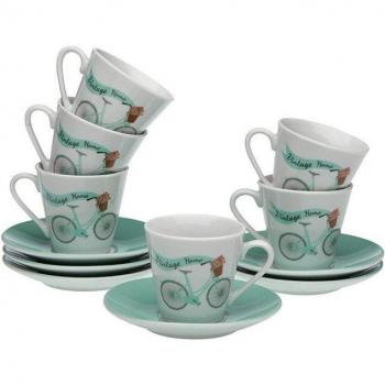 Juego de Tazas de Café Versa Bicicleta 6 Unidades Porcelana