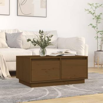 Mesa de centro ámbar de madera maciza de pino 80x50x35 cm