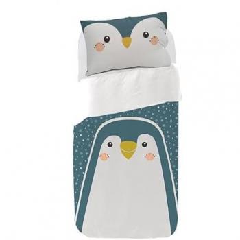 Juego de Funda Nórdica Infantil Pingüino Madagascar para Cama 70x160 (120x180)