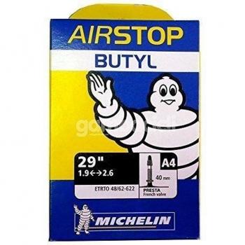 Michelin Airstop 29 x 1.9 - 2.5 Presta Valve MTB Bike Inner Tube, Black, 40mm