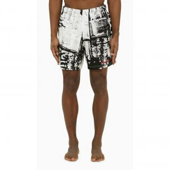 Alexander McQueen Men's Abstract Print Swim Shorts in White | Size Small | 7819754419Q