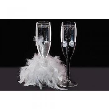 Novia y novio para copas de champán copas Art Deco, vidrio, 5x21
