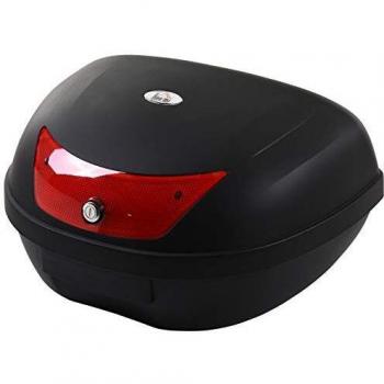 HOMCOM Baúl de Moto Maletero de Scooter para 1 Casco Integral y 1 Medio Capacidad de 48 L Cerradura con Dos Llaves Accesorios 59x43x33 cm Negro
