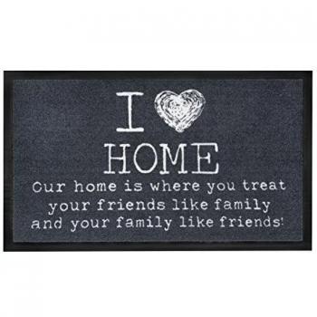 HMT 555550 I Love Home – Felpudo, Color Mondial Poliamida 45 x 75 cm, 100% Poliamida, Gris Oscuro, 45 x 75 cm
