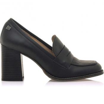 Mustang Mocasines Violette de Piel para Mujer, Color Negro, Tacón 7cm, Punta Redonda, Sin Cierre