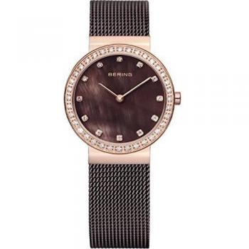 Reloj Bering Mujer 10729-262 - Cuarzo, Acero Inoxidable 29mm, Oro Rosa, Esfera Marrón, Correa Milanesa, Cristal Zafiro, Resistencia al Agua 5