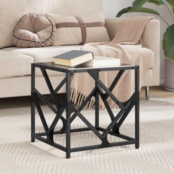 Mesa de centro vidaXL de acero con superficie de vidrio transparente y negro, dimensiones 40x40x41 cm, ideal para salón o comedor, también conocida como mesita auxiliar o mesa de café