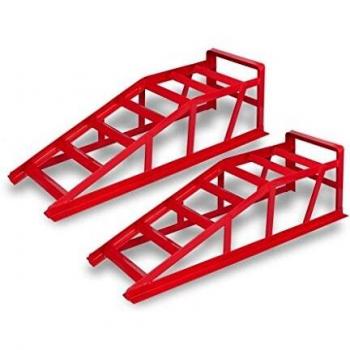 vidaXL 2X Rampas de Coche para Garaje Acero Soldado Rojo Cuesta de Automóviles