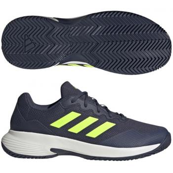 Zapatillas de tenis adidas GameCourt 2 para hombre en color azul oscuro y verde neón