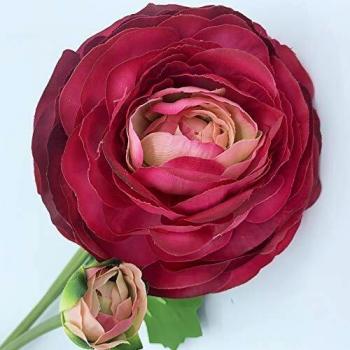 Ramo de ranunculo Gigante con Tacto Natural 55 cm con Flores de Ø12 cm en Color Fucsia