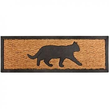 Tapis de Coco y Goma para Entrada con Diseño de Gato - 75 x 25 cm