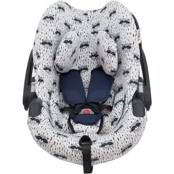 Funda para Silla de Coche Besafe Modular Grupo 0 Jyoko Racoon Town, compatible con sillas de coche del grupo 0, diseño divertido y colorido, fácil de instalar y retirar, material suave y lavable