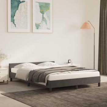 Estructura de cama con cabecero de terciopelo gris oscuro 140x200 cm