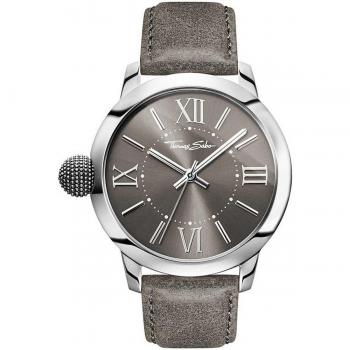Thomas Sabo Rebel with Karma WA0294-273-210-46mm Reloj Analógico de Cuarzo para Hombre con Correa de Cuero y Esfera de Acero