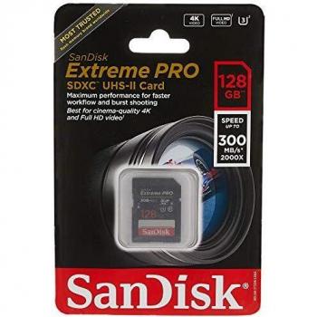 SanDisk Extreme PRO 128GB UHS-II Class 10 U3 SDXC Memory Card - 300MB/s Speed