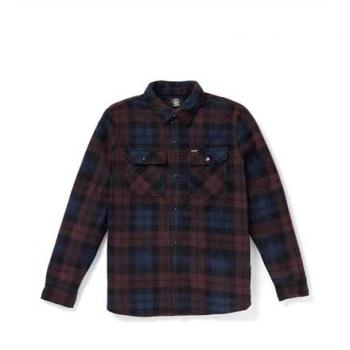 Sobrecamisa de hombre Volcom Bowered Fleece Merlot - Talla M, corte clásico y estampado a cuadros