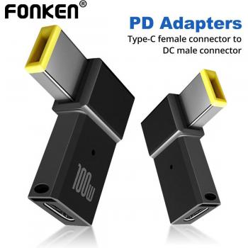 Adaptador de corriente Fonken 100W USB-C hembra a cuadrado PD para carga rápida Thinkpad