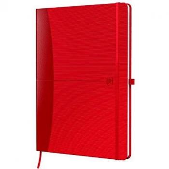 Oxford Cuaderno Signature A5 a rayas, 80 hojas, 90 g/m², color rojo, con superficie de goma, compatible con la oficina, la escuela o como regalo