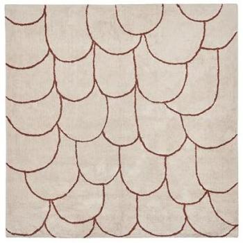 Alfombra de Algodón Beige y Marrón 200 x 200 cm Patrón Geométrico Minimalista Tufted