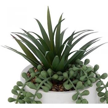 Planta Artificial en Maceta de Cemento Blanca H25cm - Atmosphera Creator de Interiores