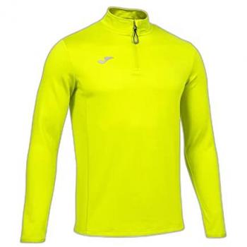 Sudadera Hombre Running Noche Amarillo Flúor con Media Cremallera