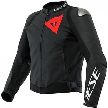 Chaqueta de moto de hombre Dainese Sportiva Leather, chaqueta de cuero para motocicleta en color negro, talla 46