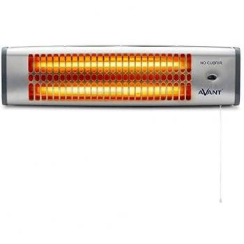 AVANT AV7555 - Estufa Eléctrica De Cuarzo De Baño 800w. con 2 Tubos De Cuarzo, 2 Niveles De Potencia 400w Y 800w, Interruptor Mediante Tirador, Montaje En Pared. Color Gris.