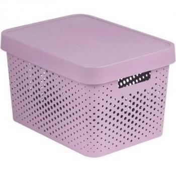 CURVER Cinta elástica y depósito Infinity 17L con Tapa, plástico, Rosa, 36 x 27 cm