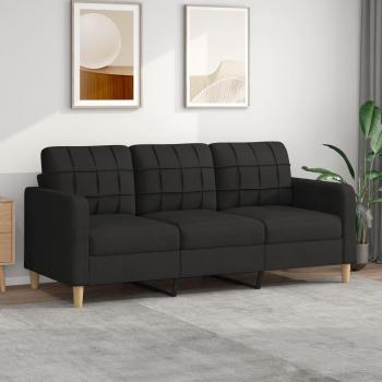 Sofá de 3 plazas de tela negro 180 cm Vidaxl