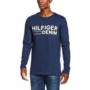 Tommy Hiliger Thdm Basic CN T-Shirt L/S 10, Jersey Para Hombre, Black Iris, M