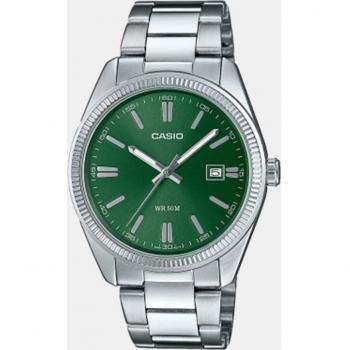 Casio Vintage MTP Vintage Silver and Green Stainless Steel Quartz Watch