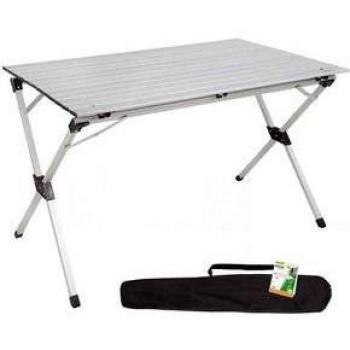Mesa de camping plegable con tablero enrollable gris 70x110x70 cm