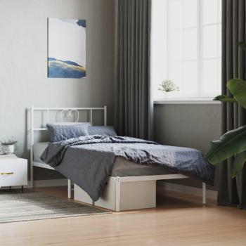 Cama de metal con cabecero blanco de 75x190 cm