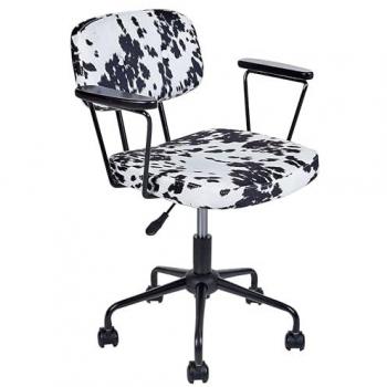 Silla de Oficina Giratoria de Terciopelo Negro y Blanco Ajustable con Reposabrazos Algerita