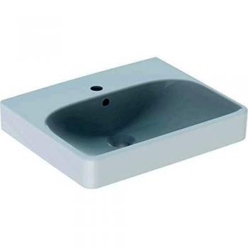Lavamanos Geberit Smyle Square 50x41 cm con orificio para grifería y rebosadero, color blanco con KeraTect