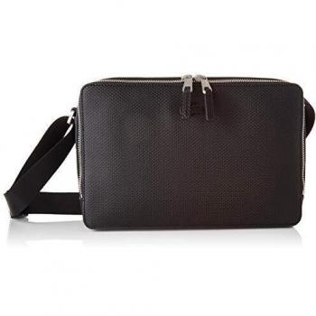 Lacoste Chantaco Black Leather Messenger Bag