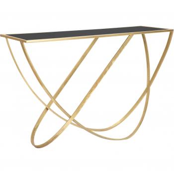 Consola Moderna de Metal, Vidrio y Madera MDF en Color Negro - Medidas 40 x 79 x 120 cm con Embalaje Reforzado