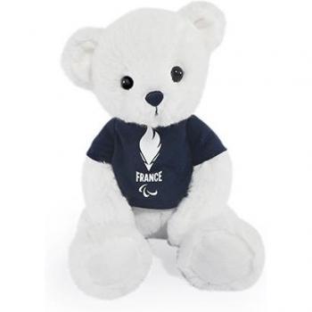 French Team Plush Bear with T-Shirt - 30 cm - Official Paris 2024 Olympics Merchandise