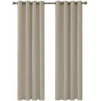 Deconovo Opaca Cortina Térmica Aislante y Ruido Reducción con Ojales 1 Par 135 x 240 cm Beige Oscuro