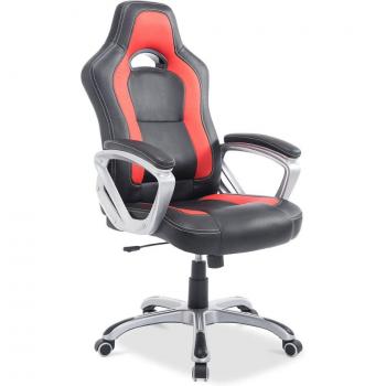 Silla de Oficina Racing Gaming Ergonomica Ajustable en Simil Cuero roja