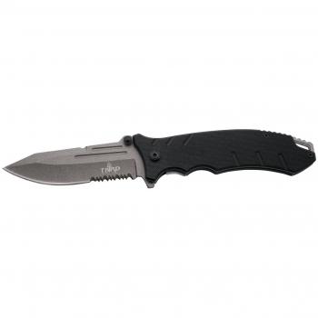 Navaja asistida Third K2778BKS con mango de G10 Negro y hoja de acero inoxidable 7Cr17MoV bañada en titanio Gun Grey de 9,5 cm con sierra - Incluye funda de alta calidad