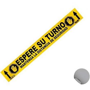 Normaluz BA81100 - Señal Adhesiva Suelo Espere su Turno 70x10 cm, Vinilo adhesivo, Amarillo