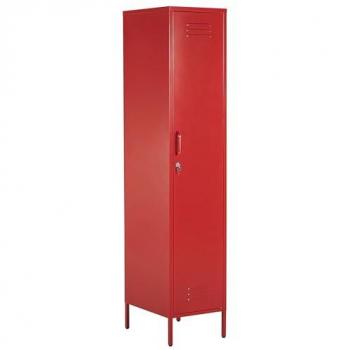 Armario de Metal Rojo Moderno con 5 Estantes y Riel para Oficina o Hogar