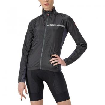Chaqueta cortavientos fina para mujer Castelli Squadra Stretch negra y gris oscuro - Talla L