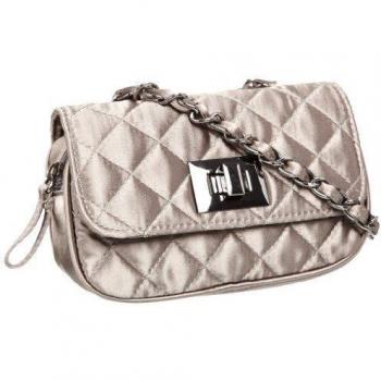 MENBUR Boubou Boubou - Cartera de mano de satén para mujer, color gris, talla 17x13x6 cm