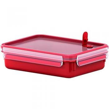 Caja Rectangular para Microondas Clip & Micro 1,2L Roja y Transparente