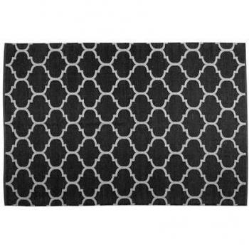 Alfombra Exterior/Interior Reversible Aladana 160 x 230 cm Negro y Blanco Patrón Cuatrifolio Material Sintético